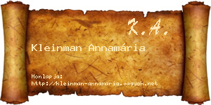 Kleinman Annamária névjegykártya